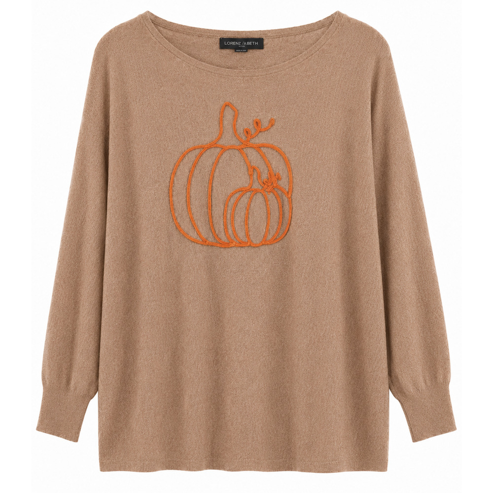 Adrienne Vittadini 3X Tan Pumpkin Sweater Fall Teacher Halloween Tunic Autumn